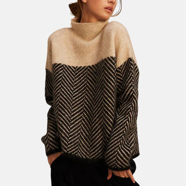 Eva Herringbone High-Neck Jumper