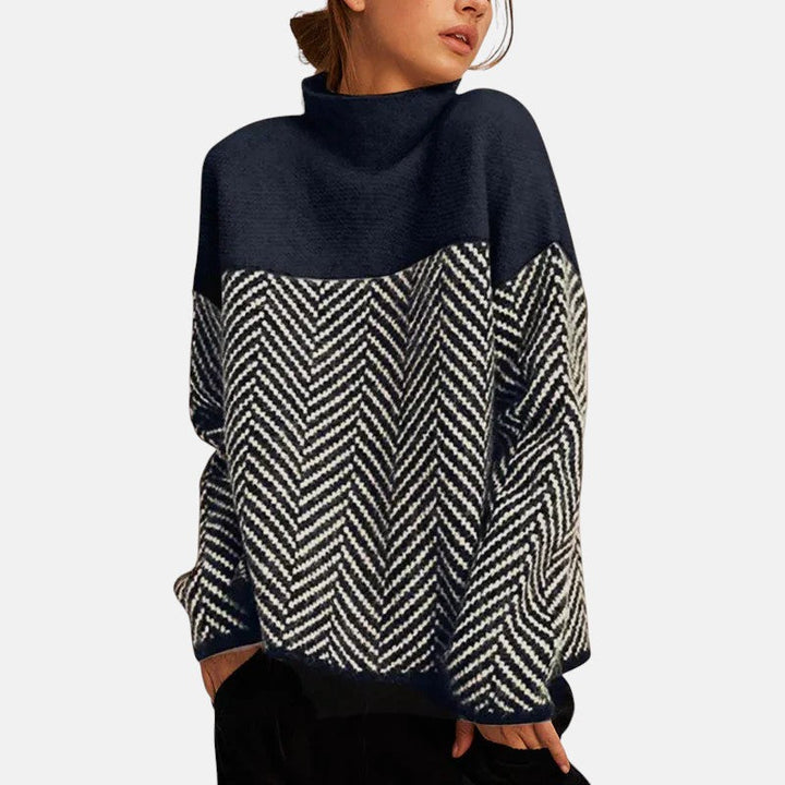 Eva Herringbone High-Neck Jumper