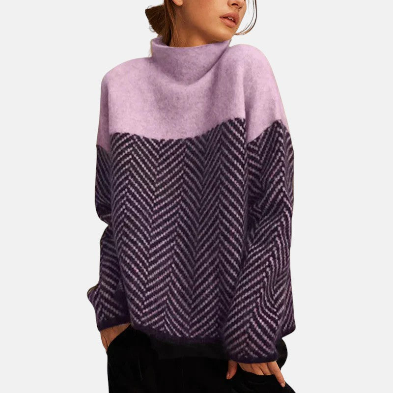 Eva Herringbone High-Neck Jumper