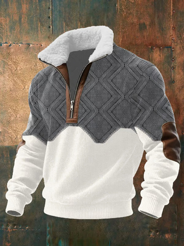 Bram - Zip-Up Sweater with a High Fur-Trimmed Collar