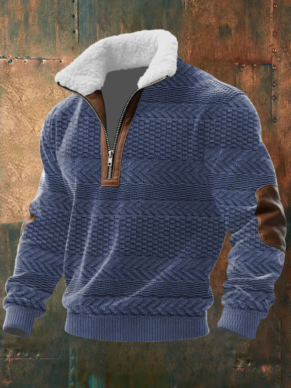 Bram - Zip-Up Sweater with a High Fur-Trimmed Collar