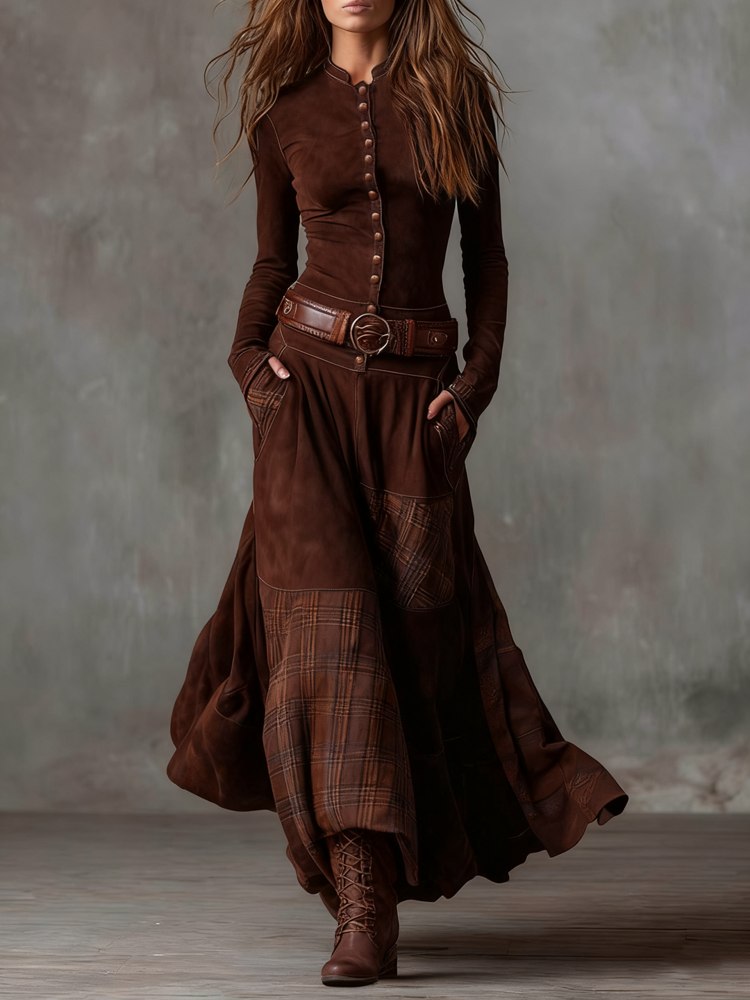 HAMPSTEAD™ VINTAGE PATCHWORK SUEDE DRESS