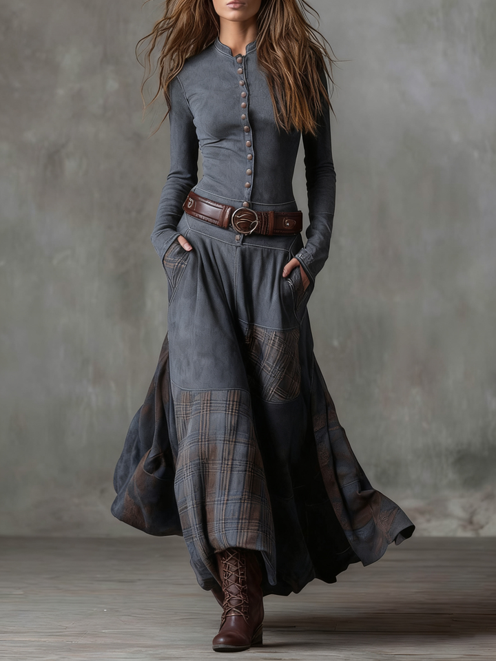HAMPSTEAD™ VINTAGE PATCHWORK SUEDE DRESS