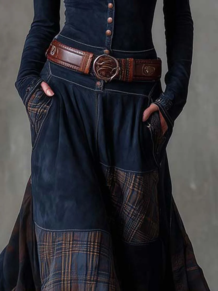 HAMPSTEAD™ VINTAGE PATCHWORK SUEDE DRESS