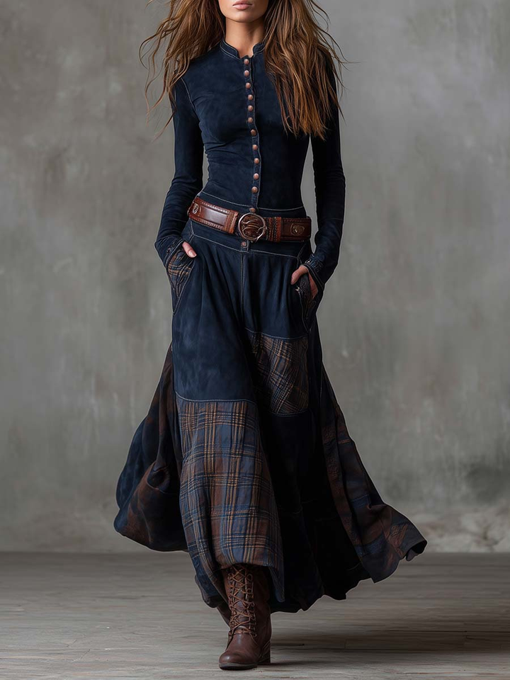 HAMPSTEAD™ VINTAGE PATCHWORK SUEDE DRESS