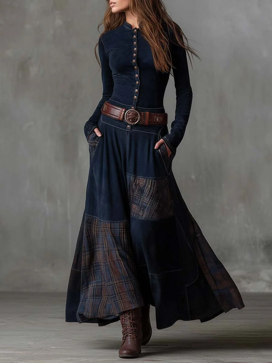 HAMPSTEAD™ VINTAGE PATCHWORK SUEDE DRESS