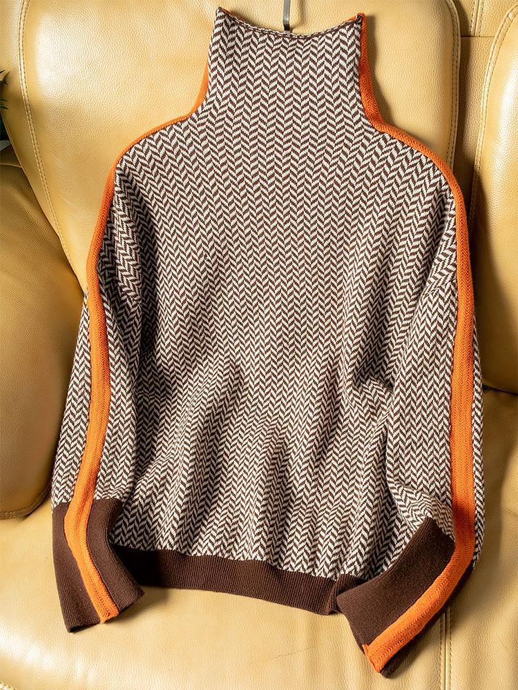 LUCINDA™ CONTRAST STRIPE TURTLENECK SWEATER
