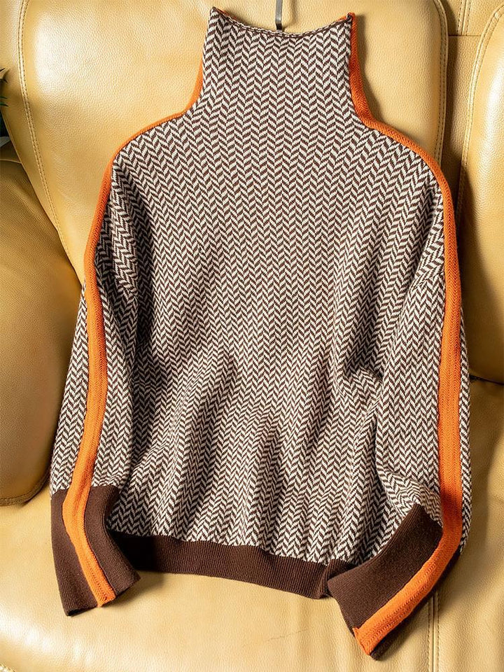 LUCINDA™ CONTRAST STRIPE TURTLENECK SWEATER