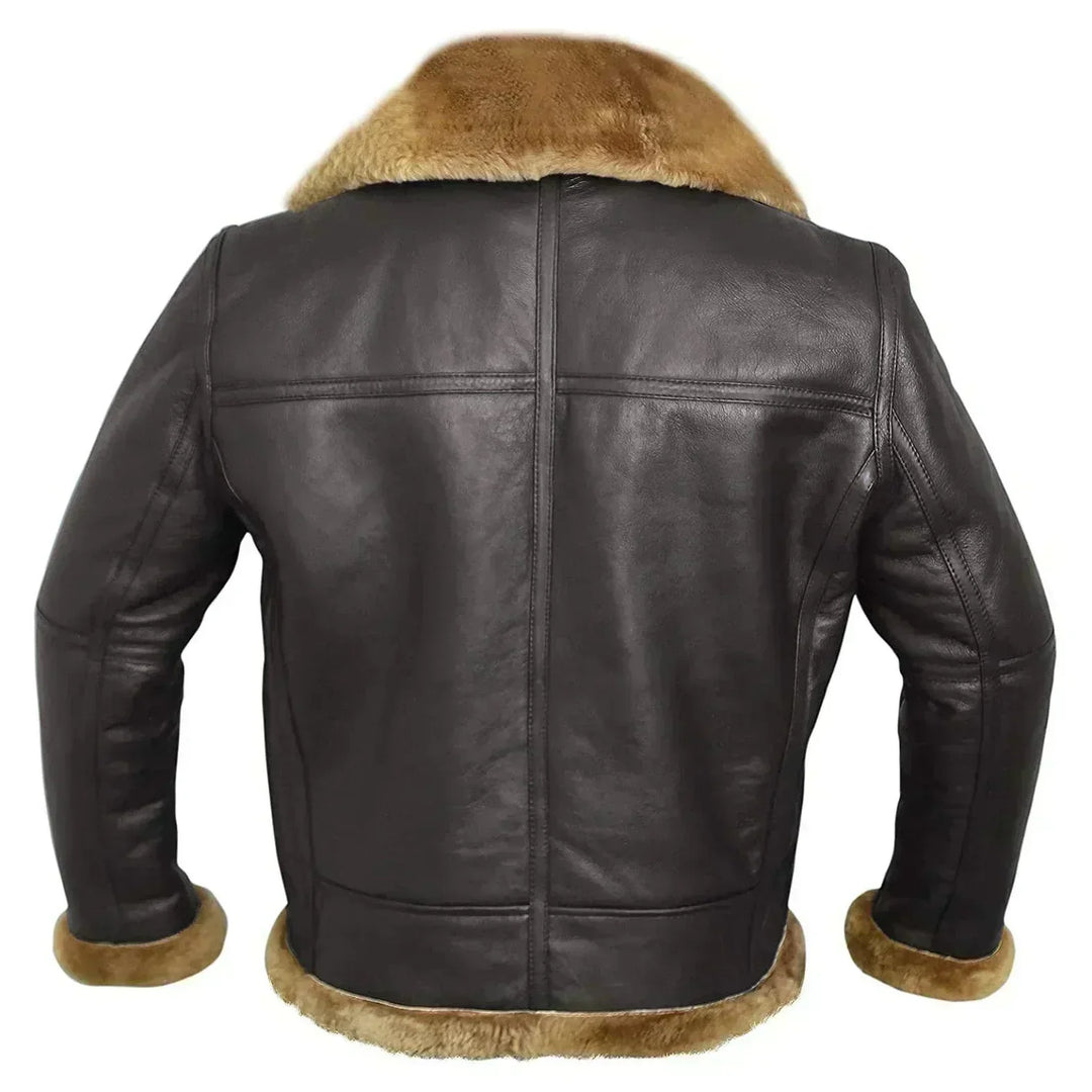 Luxurious Men's Shearling Aviator Leather Jacket – Warm, Stylish, Durable Winter Outerwear